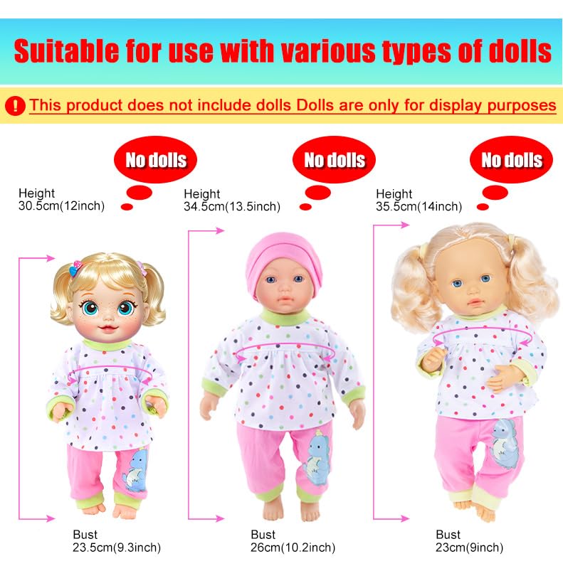 ibayda 10 Sets Baby Doll Playtime Outfits Clothes Hat Headband Fits for 10 Inch Baby Dolls 12 Inch New Born Baby/Alive Baby Dolls 14 inch Dolls (No Doll) - Image 4